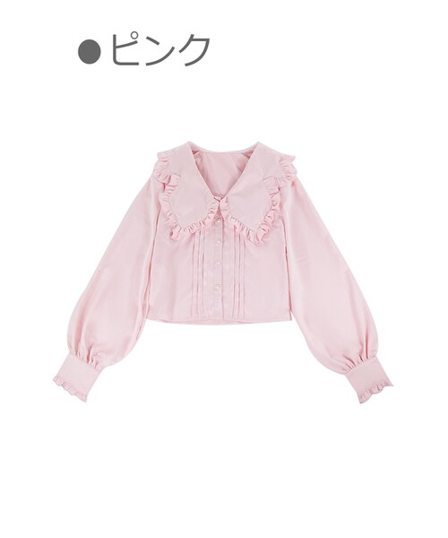 Bobon21（ボボンニジュウイチ）の「クラシックガーリーBIG襟ブラウス-全２色-（シャツ/ブラウス・レディース・ホワイト/ピンク・S/M/L）」の2枚目の写真