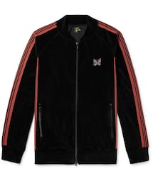 Needles | Needles Logo-Embroidered Webbing-Trimmed Cotton-Blend Velour Track Jacket(トップス)