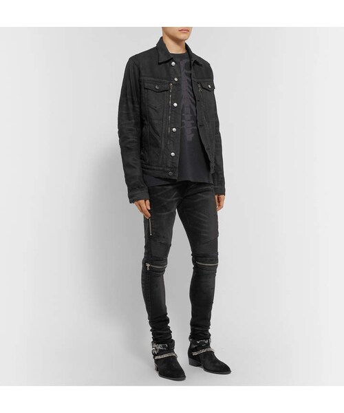 アミリ ジャケット AMIRI（アミリ）の「Amiri Mx2 Leather-Panelled Distressed