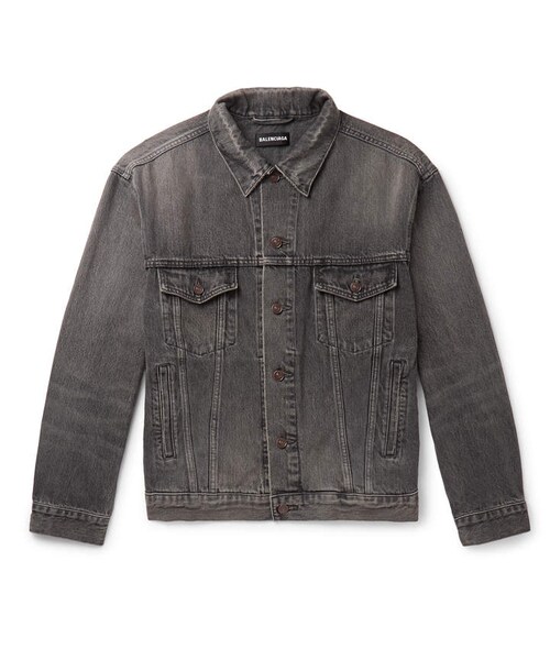 BALENCIAGA(バレンシアガ)の「Balenciaga Logo-Print Organic Denim Jacket(ジャケット/アウター・メンズ・Gray・It 44/It 46/It 48/It 50/It 52/It 54)」の1枚目の写真