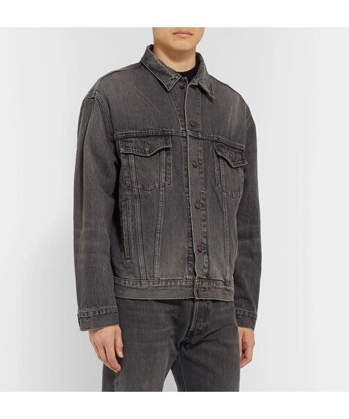 BALENCIAGA(バレンシアガ)の「Balenciaga Logo-Print Organic Denim Jacket(ジャケット/アウター・メンズ・Gray・It 44/It 46/It 48/It 50/It 52/It 54)」の3枚目の写真