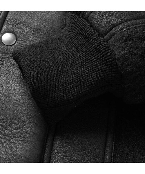 Rick Owens(リックオウエンス)の「Rick Owens Shell And Leather-Panelled Wool-Fleece Hooded Jacket(ライダースジャケット・メンズ・Black・It 46/It 48/It 50/It 52)」の5枚目の写真