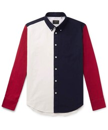 Rag & Bone Tomlin Slim-Fit Button-Down Collar Colour-Block Cotton Oxford Shirt
