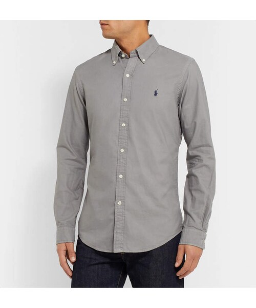 POLO RALPH LAUREN（ポロ ラルフ ローレン）の「Polo Ralph Lauren Slim-Fit Button-Down Collar Garment-Dyed Cotton-Pique Shirt（シャツ/ブラウス・メンズ・Gray・S/M/L/XL/XXL）」の5枚目の写真