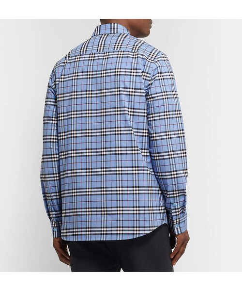BURBERRY（バーバリー）の「Burberry Slim-Fit Checked Stretch-Cotton Poplin Shirt（シャツ/ブラウス・メンズ・Blue・XS/S/M/L/XL）」の5枚目の写真