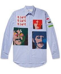 Stella Mccartney + The Beatles Appliqued Striped Cotton-Poplin Shirt