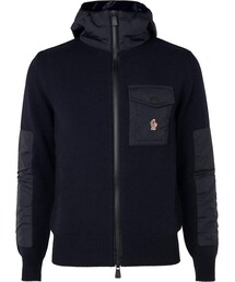 Moncler Grenoble Shell-Panelled Padded Wool-Blend Hooded Zip-Up Cardigan