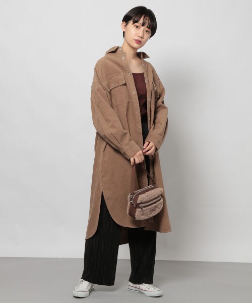 PAGEBOY（ページボーイ）の「コーデュロイシャツワンピース（ワンピース/ドレス・レディース・グレージュ/ベージュ/ダークブラウン・F）」の5枚目の写真