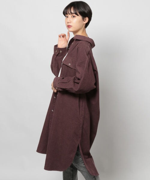 PAGEBOY（ページボーイ）の「コーデュロイシャツワンピース（ワンピース/ドレス・レディース・グレージュ/ベージュ/ダークブラウン・F）」の3枚目の写真