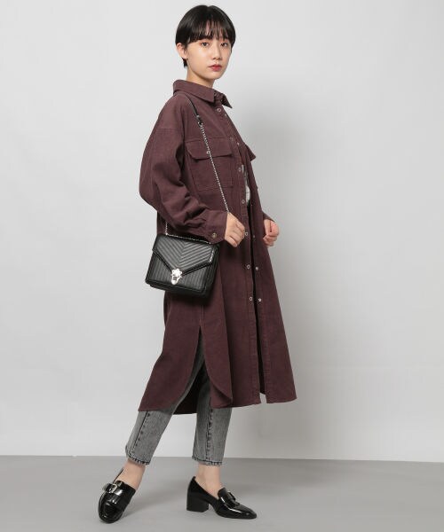 PAGEBOY（ページボーイ）の「コーデュロイシャツワンピース（ワンピース/ドレス・レディース・グレージュ/ベージュ/ダークブラウン・F）」の6枚目の写真