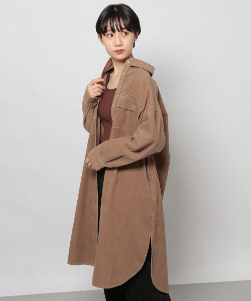 PAGEBOY（ページボーイ）の「コーデュロイシャツワンピース（ワンピース/ドレス・レディース・グレージュ/ベージュ/ダークブラウン・F）」の2枚目の写真