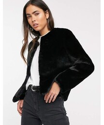 stradivarius | Stradivarius faux fur jacket in black(ジャケット/アウター)
