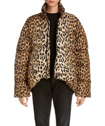 Balenciaga Leopard Print Nylon Cocoon Puffer Coat