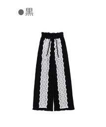 Bobon21 | レースONプリーツワイドパンツ-全２色-(その他パンツ)
