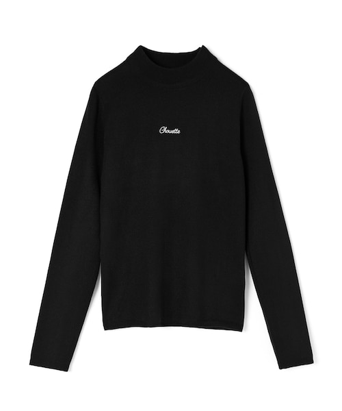 【かれん】DimMoire ロゴ刺繍ハイネックトップス WHITE かれん】DimMoire ロゴ刺繍ハイネックトップス WHITE かれん