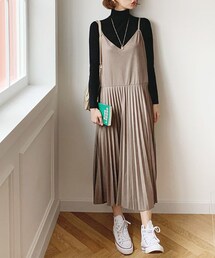 DHOLIC | スエード調プリーツワンピース(ワンピース)
