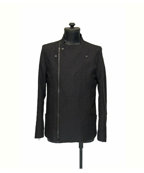 DIET BUTCHER（ダイエットブッチャー）の「リネンダブルライダースジャケット（ライダースジャケット・メンズ・ECRU × BLACK/BLACK × NAVY・1）」の2枚目の写真