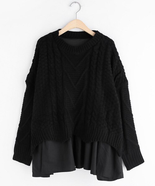 DHOLIC（ディーホリック）の「レイヤードヘムニット（ニット/セーター・レディース・ホワイト/ブラック/ベージュ・FREE）」の2枚目の写真