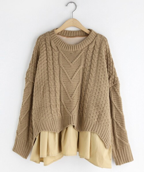 DHOLIC（ディーホリック）の「レイヤードヘムニット（ニット/セーター・レディース・ホワイト/ブラック/ベージュ・FREE）」の3枚目の写真