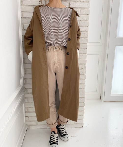 chocomee（チョコミー）の「ステンカラーコート（ステンカラーコート・レディース・ベージュ/ブラウン・FREE）」の2枚目の写真