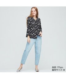 UNIQLO | プリントギャザーブラウス（長袖）(シャツ/ブラウス)
