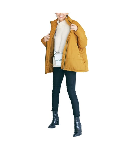 IEDIT（イディット）の「IEDIT[イディット] 裏起毛素材で伸びやかな ひざギャザー入り着やせレギンスパンツ〈ブラック〉（レディースファッション > ボトムス > その他ボトムス・レディース・ブラック・（ｳｴｽﾄ85-93/股下71cm）/（ｳｴｽﾄ69-77/股下71cm）/（ｳｴｽﾄ77-85/股下71cm）/（ｳｴｽﾄ69-77/股下76cm）/（ｳｴｽﾄ64-70/股下71cm）/（ｳｴｽﾄ64-70/股下66cm）/（ｳｴｽﾄ64-70/股下76cm）/（ｳｴｽﾄ58-64/股下71cm）/（ｳｴｽﾄ58-64/股下66cm））」の8枚目の写真