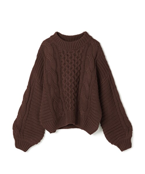 GRL（グレイル）の「ケーブル編みニットトップス（ニット/セーター・レディース・アッシュグレー/ブラウン/アイボリー/グリーン・F）」の3枚目の写真