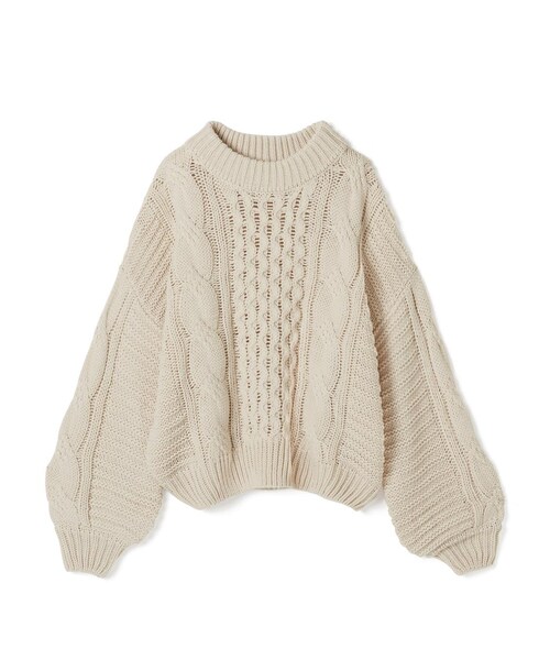 GRL（グレイル）の「ケーブル編みニットトップス（ニット/セーター・レディース・アッシュグレー/ブラウン/アイボリー/グリーン・F）」の2枚目の写真