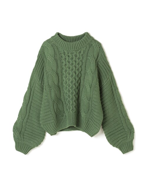 GRL（グレイル）の「ケーブル編みニットトップス（ニット/セーター・レディース・アッシュグレー/ブラウン/アイボリー/グリーン・F）」の4枚目の写真