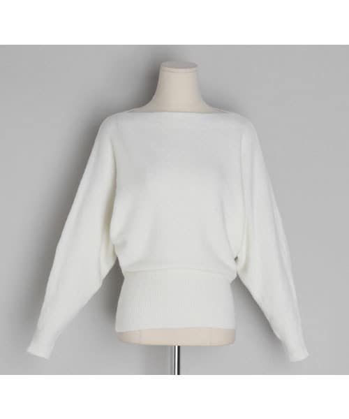 DHOLIC(ディーホリック)の「ラグランボートネックニット(ニット/セーター・レディース・ホワイト/グレー・FREE)」の1枚目の写真