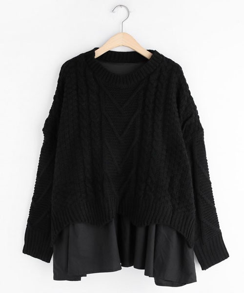 DHOLIC（ディーホリック）の「レイヤードヘムニット（ニット/セーター・レディース・ベージュ/ホワイト/ブラック・FREE）」の3枚目の写真