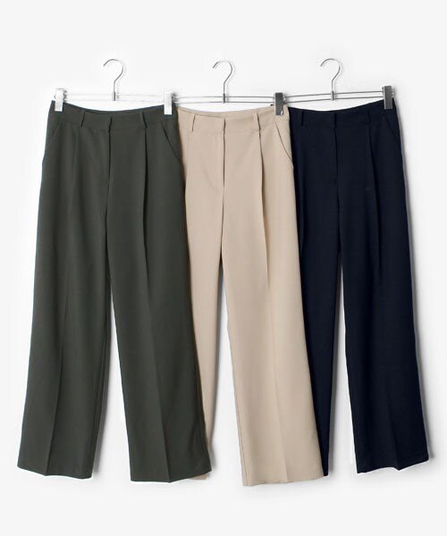 DHOLIC STYLE（ディーホリックスタイル）の「[laurenhi] ワイドフィットタックスラックス（スラックス・レディース・ブルー/ベージュ/グリーン・S/M）」の2枚目の写真