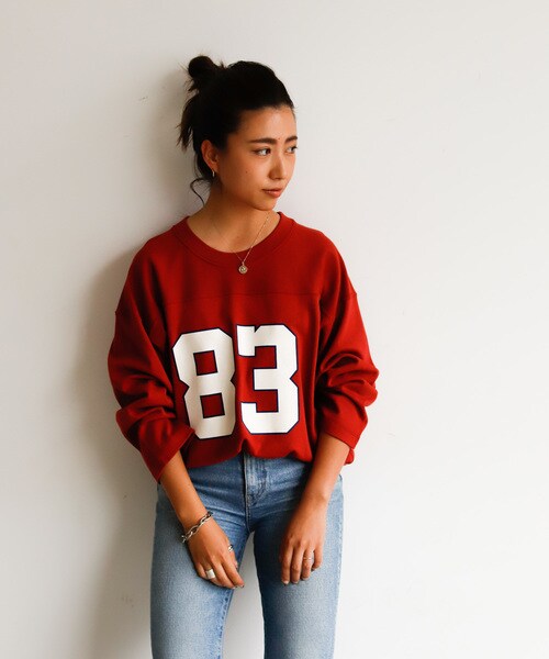 Auntie Rosa Holiday（アンティローザホリデー）の「"RUSSELL ATHLETIC" cotton jersey Foot ball tee（Tシャツ/カットソー・レディース・ホワイト/ブルー/レッド・FREE）」の3枚目の写真