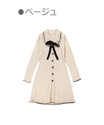 Bobon21 | フレンチガーリー長袖ニットワンピース-全2色-(ワンピース)