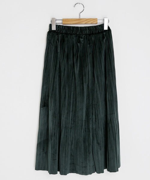 DHOLIC（ディーホリック）の「プリーツベロアスカート（スカート・レディース・ホワイト/グレー/グリーン/ブラック・FREE）」の4枚目の写真