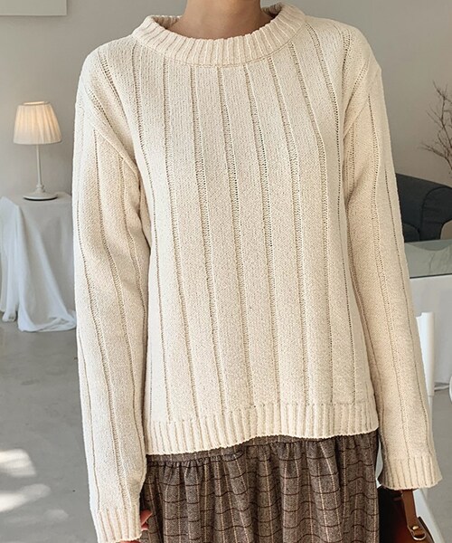 DHOLIC（ディーホリック）の「ワイドリブニット（ニット/セーター・レディース・ブルー/ホワイト/イエロー/ブラウン・FREE）」の2枚目の写真