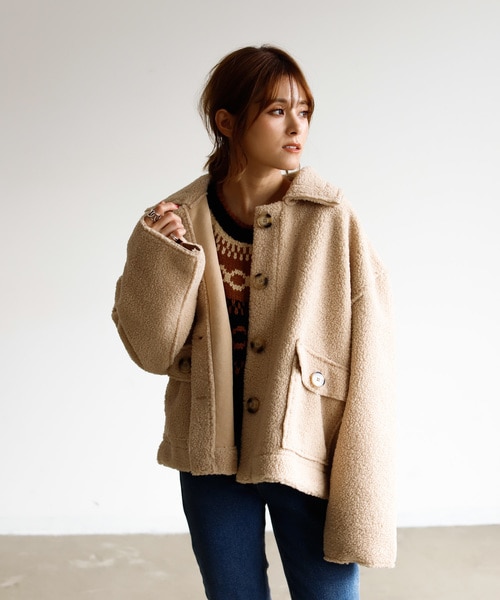 Auntie Rosa Holiday（アンティローザホリデー）の「ボアジャケット（その他アウター・レディース・ホワイト/ベージュ・FREE）」の2枚目の写真