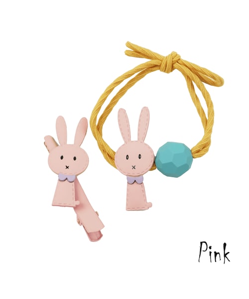 ⓝⓔⓦ【ラビット】ベビーヘアクリップ　キッズヘアクリップ　ヘアゴム no brand（ノーブランド）の「（2点セット) ラビット うさぎ