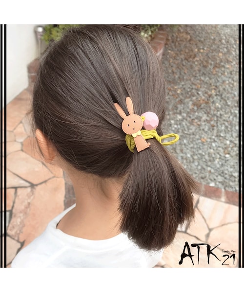 ベビーヘアクリップ ヘアゴム no brand（ノーブランド）の「（2点セット) ラビット うさぎ ヘアゴム