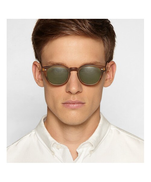 OLIVER PEOPLES（オリバーピープルズ）の「Sheldrake Square-Frame Acetate Sunglasses（アクセサリー・メンズ・Brown・One Size）」の2枚目の写真