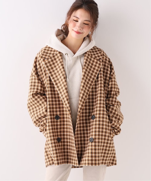 Spick & Span(スピックアンドスパン)の「チェックジャケット(ジャケット/アウター・キャメル/フリー/在庫あり)」の1枚目の写真