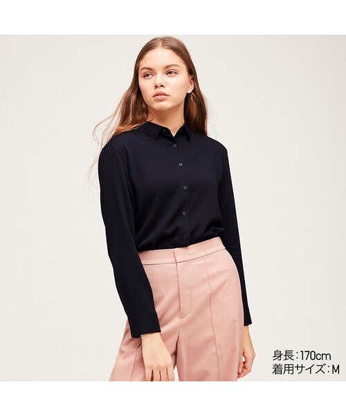 UNIQLO（ユニクロ）の「レーヨンブラウス（長袖）（シャツ/ブラウス・レディース・WHITE 00/NAVY 69/BLACK 09・XS/XXL/XL/S/3XL/M/L）」の3枚目の写真
