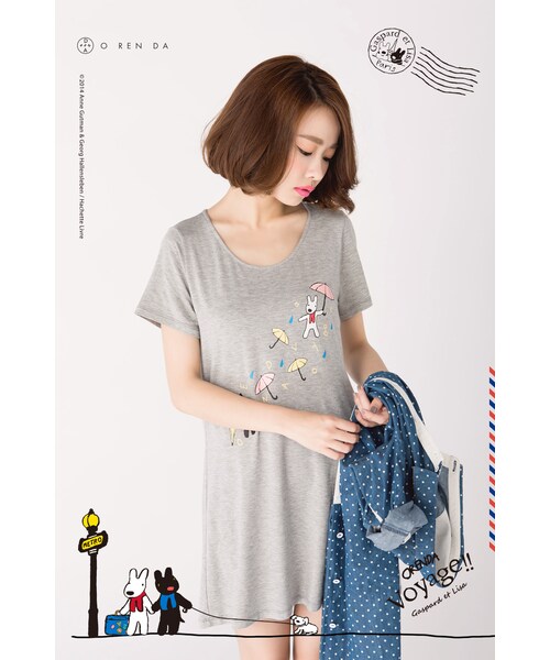 ORENDA（オレンダ）の「G&L下雨天遊玩天長版印花TEE（トップス・レディース・藍紫/麻灰・S/M/L）」の11枚目の写真
