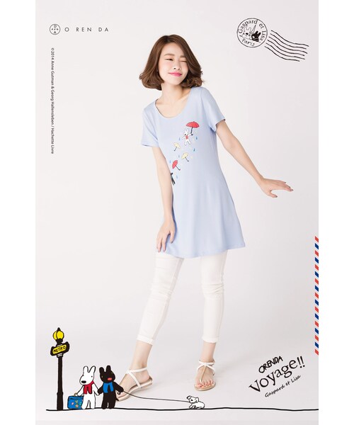 ORENDA（オレンダ）の「G&L下雨天遊玩天長版印花TEE（トップス・レディース・藍紫/麻灰・S/M/L）」の3枚目の写真