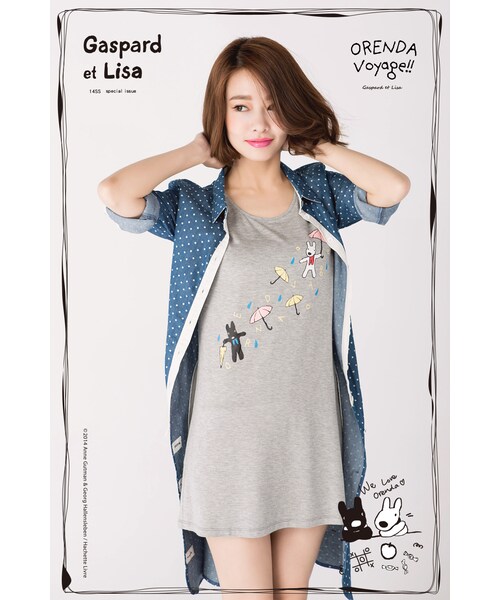 ORENDA（オレンダ）の「G&L下雨天遊玩天長版印花TEE（トップス・レディース・藍紫/麻灰・S/M/L）」の8枚目の写真