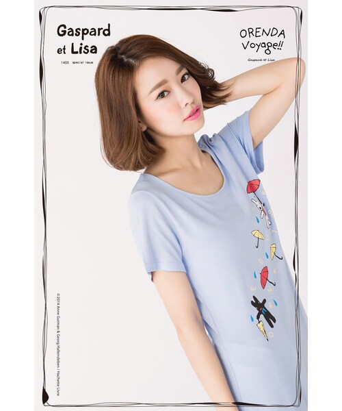 ORENDA（オレンダ）の「G&L下雨天遊玩天長版印花TEE（トップス・レディース・藍紫/麻灰・S/M/L）」の4枚目の写真