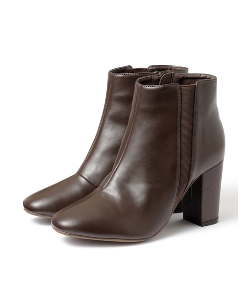 GRL（グレイル）の「サイドゴアショートブーツ（ブーツ・レディース・黒(PUレザー)/茶(PUレザー)・24.5）」の2枚目の写真