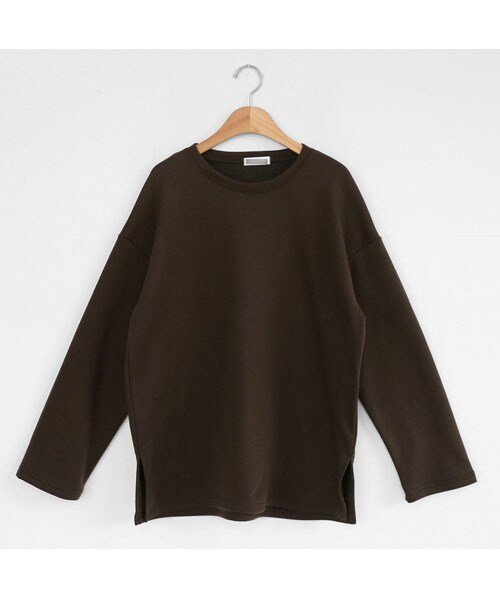 DHOLIC（ディーホリック）の「裏起毛ラウンドネックスリットTシャツ（Tシャツ/カットソー・レディース・ホワイト/ブラウン/ブラック/グリーン・FREE）」の3枚目の写真