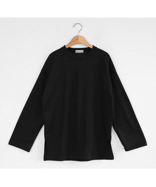 DHOLIC（ディーホリック）の「裏起毛ラウンドネックスリットTシャツ（Tシャツ/カットソー・レディース・ホワイト/ブラウン/ブラック/グリーン・FREE）」の2枚目の写真