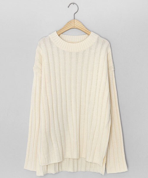 DHOLIC(ディーホリック)の「スリットヘムリブニット(ニット/セーター・レディース・パープル/ホワイト/レッド・FREE)」の2枚目の写真